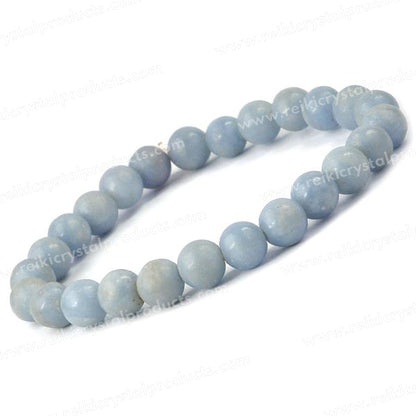 Natural Angelite 8mm Round Bead Bracelet 