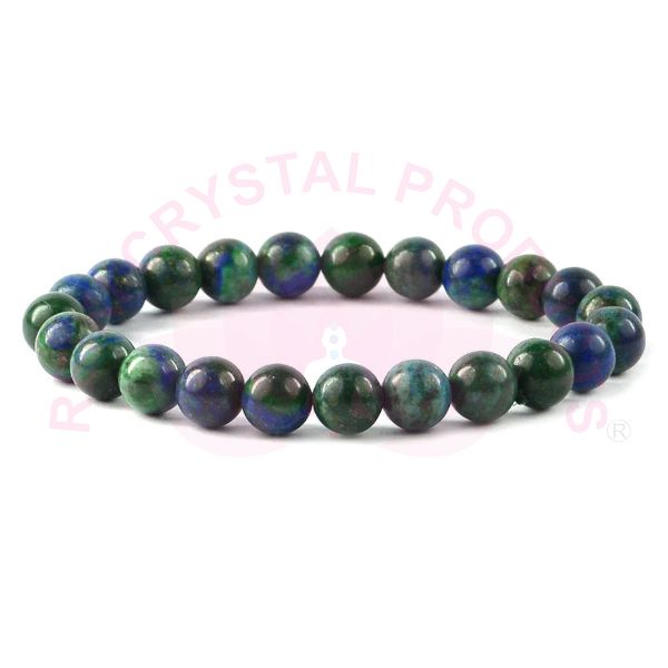 Natural Azurite 8mm Round Bead Bracelet for Wisdom, Intuition, Mental Clarity & Spiritual Growth
