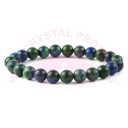 Natural Azurite 8mm Round Bead Bracelet for Wisdom, Intuition, Mental Clarity & Spiritual Growth