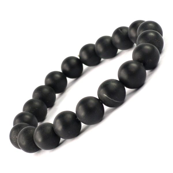 Natural Black Onyx Matte 10 mm Round Bead Bracelet for Protection, Grounding, Strength, Focus & Confidence