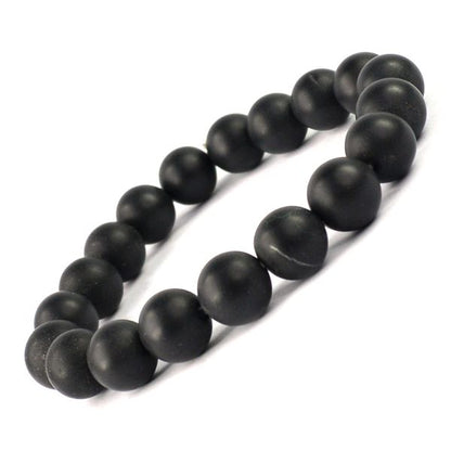 Natural Black Onyx Matte 10 mm Round Bead Bracelet for Protection, Grounding, Strength, Focus & Confidence