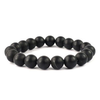 Natural Black Onyx Matte 10mm Round Bead Bracelet for Protection, Grounding, Strength, Focus
