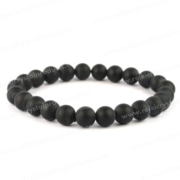 Natural Black Onyx Matte 8mm Round Bead Bracelet for Protection, Strength, Confidence & Positive Energy