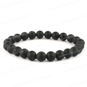 Natural Black Onyx Matte 8mm Round Bead Bracelet for Protection, Strength, Confidence & Positive Energy