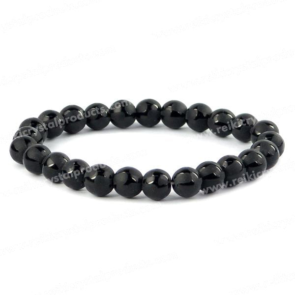 Natural Black Onyx Self 8 mm Round Bead Bracelet for Protection, Strength, Confidence & Positive Energy