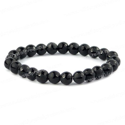 Natural Black Onyx Self 8 mm Round Bead Bracelet for Protection, Strength, Confidence & Positive Energy