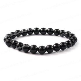 Natural Black Tourmaline 8 mm Round Bead Bracelet | Protection, Grounding & Positive Energy 