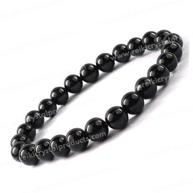 Natural Black Tourmaline 8 mm Round Bead Bracelet | Protection, Grounding & Positive Energy | Reiki Charged Crystal Bracelet for Men & Women