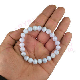 Natural Blue Lace Agate 8mm Round Bead Bracelet for Calmness, Communication, Emotional Balance & Positive Energy  Crystal Bracelet for Men & Women