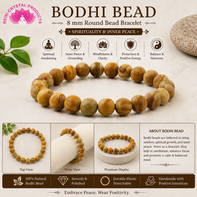 Natural Bodhi Bead 8 mm Round Bracelet for Peace, Mindfulness, Spiritual Growth & Meditation  Reiki Charged Bracelet for Men & Women