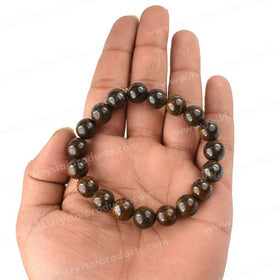 Natural Bronzite 10 mm Round Bead Bracelet for Confidence, Protection, Courage & Grounding