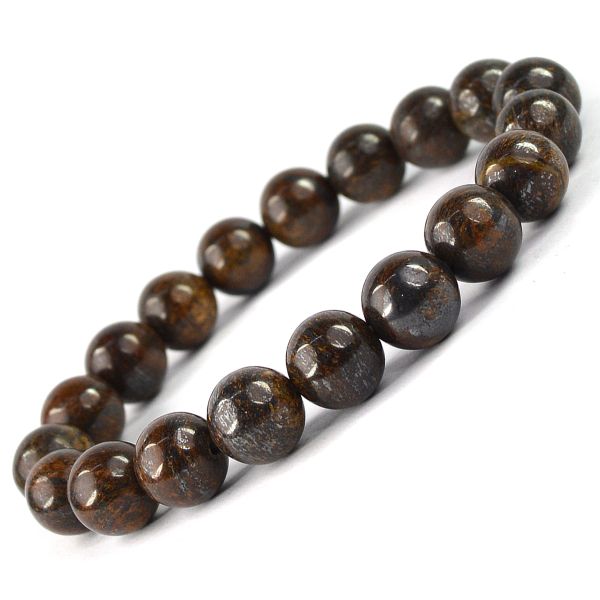 Natural Bronzite 10 mm Round Bead Bracelet for Confidence, Protection, Courage & Grounding | Reiki Charged Gemstone Bracelet for Men & Women