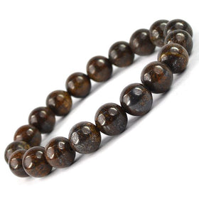 Natural Bronzite 10 mm Round Bead Bracelet for Confidence, Protection, Courage & Grounding | Reiki Charged Gemstone Bracelet for Men & Women