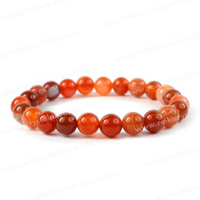 Natural Carnelian 8 mm Round Bead Bracelet for Courage, Confidence, Motivation & Positive Energy | Reiki Charged Gemstone Bracelet for Men & Women