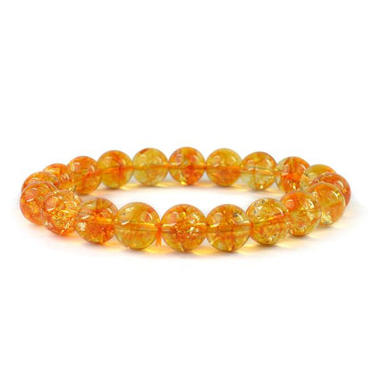Natural Citrine 10 mm Round Bead Bracelet for Wealth, Prosperity, Success & Positivity | Reiki Charged Gemstone Bracelet for Men & Women
