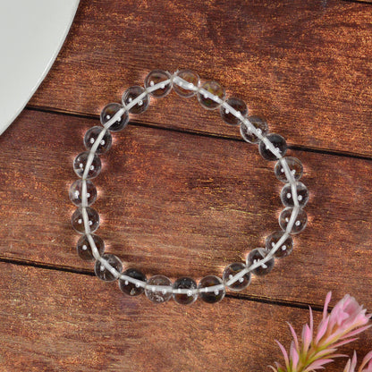 Natural Clear Quartz 8mm Round Bead Bracelet for Clarity, Focus, Positive Energy & Spiritual Awareness