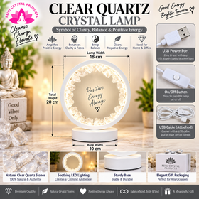 Natural Clear Quartz Crystal Lamp with White Circular Frame