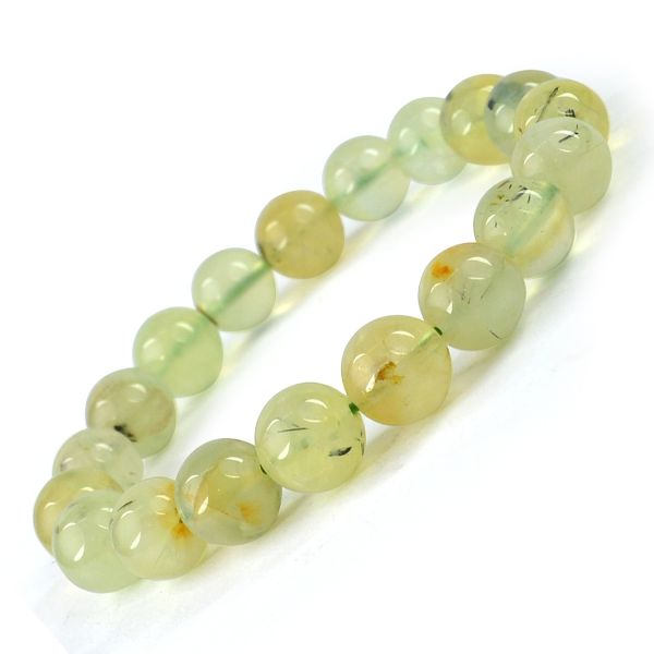 Natural Epidote / Prehnite 10 mm Round Bead Bracelet for Healing, Emotional Balance, Inner Peace & Positive Energy | Reiki Charged Gemstone Bracelet for Men & Women
