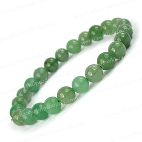 Natural Green Jade 8 mm Round Bead Bracelet for Prosperity, Good Luck, Harmony & Positive Energy | Reiki Charged Gemstone Bracelet for Men & Women