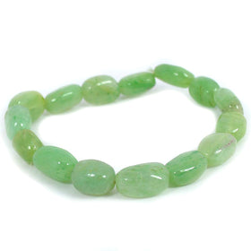 Natural Green Jade Tumble Beads Bracelet for Prosperity, Good Luck, Harmony & Positive Energy | Reiki Charged Gemstone Bracelet for Men & Women