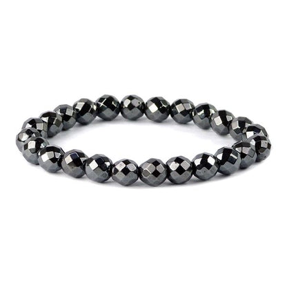 Natural Hematite 8 mm Faceted Bead Bracelet