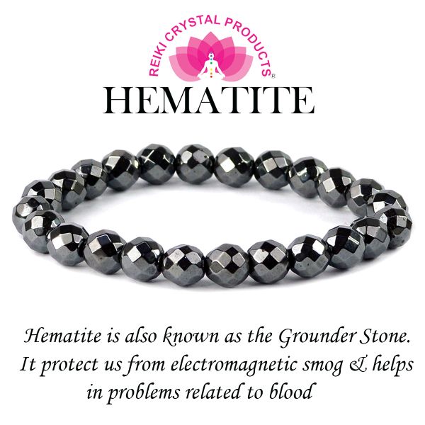 Natural Hematite 8mm Faceted Bead Bracelet for Grounding, Protection, Strength & Confidence