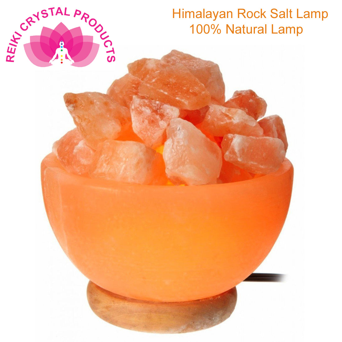 Natural Himalayan Fire Bowl Salt Lamp | Hand-Carved Rock Salt Lamp with Wooden Base | Ambient Night Light for Home Décor, Meditation, Vastu, Yoga & Relaxation | Height 15 cm | 2–3 kg