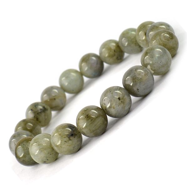 Natural Labradorite 10 mm Round Bead Bracelet for Protection, Intuition, Transformation & Strength | Reiki Charged Gemstone Bracelet for Men & Women
