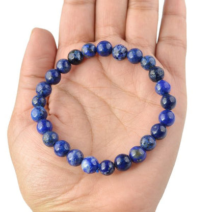 Lapis Lazuli gemstone bracelet with round beads for clarity and confidence
