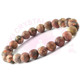 Natural Leopard Jasper 8 mm Round Bead Bracelet for Strength, Courage, Stability & Emotional Balance | Reiki Charged Gemstone Bracelet for Men & Women