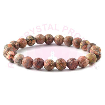 Natural Leopard Jasper 8mm Round Bead Bracelet for Strength, Courage, Stability & Emotional Balance
