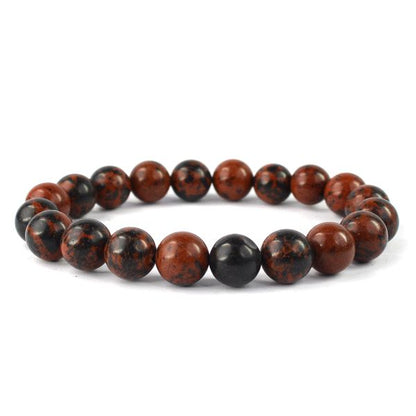 Natural Mahogany Obsidian 10 mm Round Bead Bracelet for Protection, Strength, Grounding & Emotional Balance