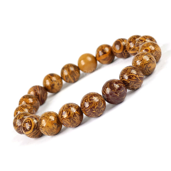 Natural Mariam Agate 10 mm Round Bead Bracelet for Grounding, Protection, Stability & Inner Strength | Reiki Charged Gemstone Bracelet for Men & Women