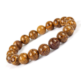 Natural Mariam Agate 10 mm Round Bead Bracelet for Grounding, Protection, Stability & Inner Strength | Reiki Charged Gemstone Bracelet for Men & Women