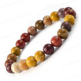 Natural Mookaite Jasper 8 mm Round Bead Bracelet for Courage, Strength, Stability & Positive Energy | Reiki Charged Gemstone Bracelet for Men & Women