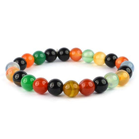 Natural Multi Onyx 8mm Round Bead Bracelet for Balance, Confidence, Protection & Positive Energy