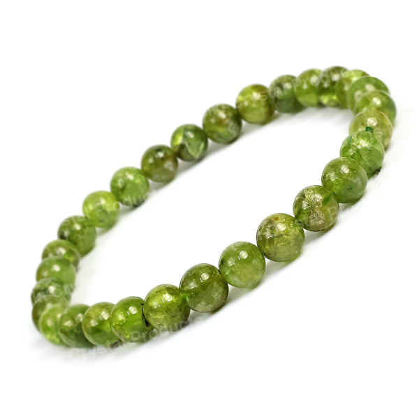 Natural Peridot 6mm Round Bead Bracelet for Prosperity, Confidence, Emotional Balance