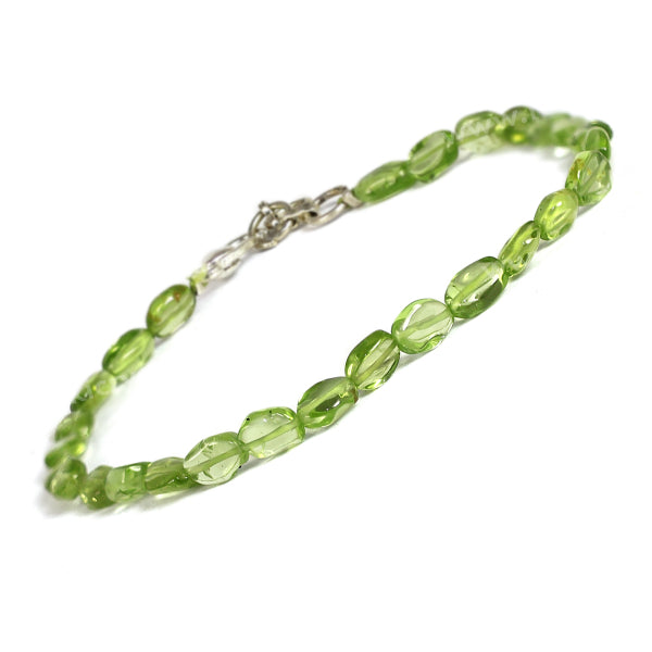 Natural Peridot Adjustable Oval Beads Bracelet for Prosperity, Growth,