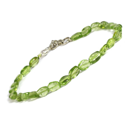 Natural Peridot Adjustable Oval Beads Bracelet for Prosperity, Growth,
