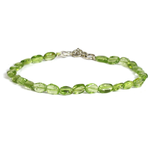 Natural Peridot Adjustable Oval Beads Bracelet for Prosperity, Growth, Happiness