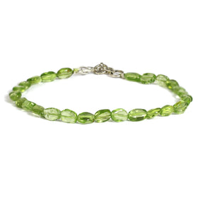 Natural Peridot Adjustable Oval Beads Bracelet for Prosperity, Growth, Happiness