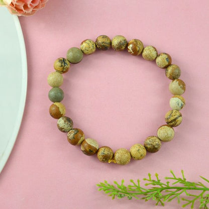 Natural Picture Jasper 8 mm Round Bead Bracelet