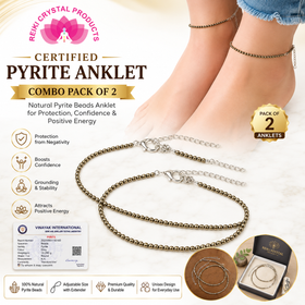 Natural Pyrite Anklet Combo Pack of 2 | Crystal Anklet for Women & Girls for Wealth, Style, Confidence & Daily Wear