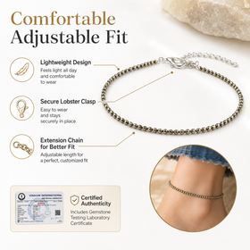 Natural Pyrite Anklet Combo Pack of 2 | Crystal Anklet for Women & Girls for Wealth, Style, Confidence and Daily Wear