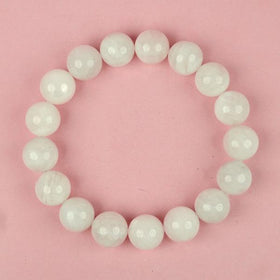 Natural Rainbow Moonstone 12 mm Round Bead Bracelet for Emotional Balance, Intuition, Calmness & Feminine Energy