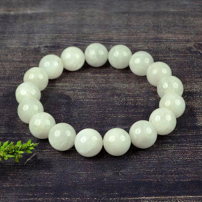 Natural Rainbow Moonstone 12mm Round Bead Bracelet for Emotional Balance, Intuition, Calmness