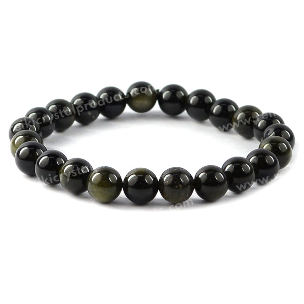 Natural Rainbow Obsidian 8 mm Round Bead Bracelet