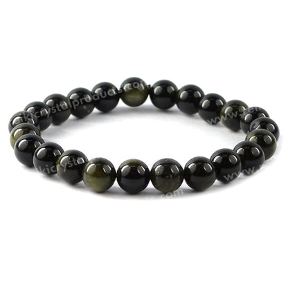 Natural Rainbow Obsidian 8 mm Round Bead Bracelet