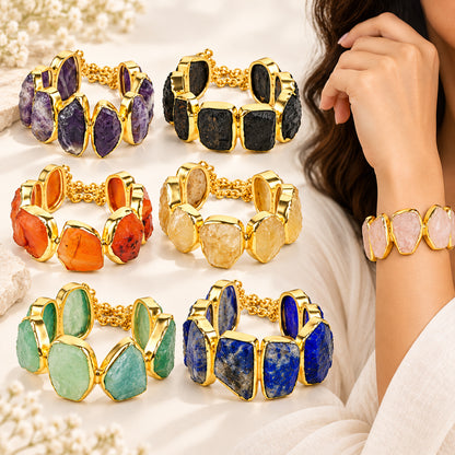 Natural Raw Crystal Stone Adjustable Bracelet for Girls and Women