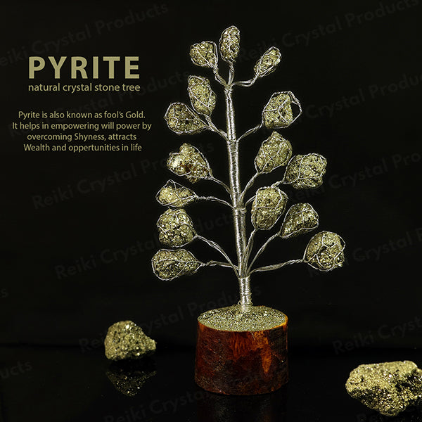 Natural Raw Rough Pyrite Crystal Stone Tree 19 cm | Pyrite Gemstone Money Tree for Wealth, Prosperity, Abundance, Success & Positive Energy | Home Office Décor